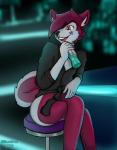 bottomless clothed clothing femboy half_naked male nightclub solo silverdrool canid canine canis domestic_dog husky mammal nordic_sled_dog spitz