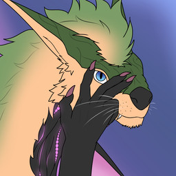 black_body feral fluffy fur glowing green_body green_fur horn looking_at_viewer male nude simple_background solo teeth tuft yellow_body yellow_fur superplus ark_survival_(series) mythology kustrin dragon mammal managarmr mythological_creature mythological_scalie reptile scalie 1:1 digital_media_(artwork) headshot_portrait hi_res portrait