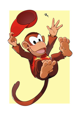 4_fingers 4_toes barefoot bottomless brown_body brown_fur clothed clothing feet fingers fur hat headgear headwear male open_mouth prehensile_feet shirt simple_background soles solo toes tongue topwear mu_963 donkey_kong_(series) nintendo diddy_kong haplorhine mammal monkey primate 2021 hi_res