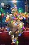 3_toes angry anthro anus big_breasts big_butt blonde_hair blush braided_hair breasts butt christmas_lights curvy_anthro curvy_female curvy_figure feet female genitals hair holidays hourglass_figure hourglass_figured_anthro hourglass_figured_female huge_breasts huge_butt lips looking_at_viewer makeup muscular muscular_female muscular_thighs night nude outdoor_nudity outside pussy raised_tail soles solo stripes tail thick_lips thick_thighs toes wide_hipped_anthro wide_hipped_female wide_hips mrxrayfire christmas tyra_(mrxrayfire) dinosaur prehistoric_species reptile scalie theropod tyrannosaurid tyrannosauroid tyrannosaurus tyrannosaurus_rex absurd_res hi_res