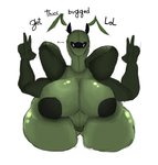 anthro big_breasts big_butt black_eyes bodily_fluids breasts butt female green_body huge_butt nipples non-mammal_breasts non-mammal_nipples solo sweat sweaty_body sweaty_legs sweaty_thighs thick_thighs tacofoxbrazil get_stickbugged_lol arthropod insect absurd_res hi_res