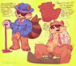 anal anal_penetration anthro balls blush bodily_fluids clothed clothing dialogue duo eyewear fedora fur genital_fluids genitals hat headgear headwear leaking_precum male male/male male_penetrated necktie partially_clothed penetration penile penis precum sex simple_background smile steam suit suit_jacket sunglasses tail text topwear darkafsun undertale_(series) undertale_yellow mo_(undertale_yellow) mammal procyonid raccoon digital_media_(artwork) english_text