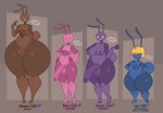 antennae_(anatomy) anthro balls big_breasts big_penis blue_body blue_exoskeleton bottom_heavy breasts brown_body brown_exoskeleton exoskeleton female genitals group gynomorph huge_penis intersex male male/female nipples non-mammal_breasts non-mammal_nipples penis pink_body pink_exoskeleton purple_body purple_exoskeleton short_stack simple_background smooth_balls smooth_penis standing text thick_thighs vulva wide_hips dozighost bari_(dozighost) choco_(dozighost) clover_(dozighost) lim_(dozighost) ant arthropod humanoid hymenopteran insect english_text hi_res tagme
