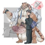 abs anthro balls beard big_balls big_dom_small_sub big_muscles big_pecs big_penis black_hair blush body_hair brown_hair chest_hair dominant dominant_anthro dominant_male duo erection facial_hair fur genitals hair holding_partner huge_balls huge_muscles huge_penis human_on_anthro hyper hyper_balls hyper_genitalia hyper_penis imminent_sex interspecies larger_anthro larger_male licking licking_lips looking_pleasured male male/male mostly_nude multicolored_body multicolored_fur musclegut muscular muscular_anthro muscular_male navel nipples orange_body orange_fur pecs penis pubes size_difference smaller_human smaller_male submissive submissive_human submissive_male tongue tongue_out white_body white_fur chan_kiti_chan felid human mammal pantherine tiger 1:1 absurd_res hi_res