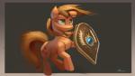 female feral freckles shield solo auroriia friendship_is_magic hasbro my_little_pony applejack_(mlp) earth_pony equid equine horse mammal pony absurd_res hi_res