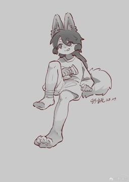 4_toes 5_fingers anthro bangs bent_legs bottomwear circle_eyebrows clothing eyebrow_through_hair eyebrows feet fingers foot_fetish foot_focus footwear fox_ears fox_tail hair hand_on_tail holding_clothing holding_footwear holding_object holding_socks inner_ear_fluff leg_markings legwear licking licking_lips looking_offscreen male markings pawpads shorts sitting socks socks_(marking) socks_removed solo sweater tail toes tongue tongue_out topwear translucent translucent_hair tuft weibo_logo young young_anthro young_male teien weibo canid canine canis fox mammal dated hi_res monochrome signature