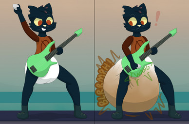 anthro blomp bodily_noises brown_note clothed clothing derived_sound_effect diaper different_sound_effects electric_guitar embarrassed feces female guitar musical_instrument onomatopoeia plucked_string_instrument pooping scatplay smile soiled_diaper soiling soiling_diaper solo sound_effect_variant sound_effects string_instrument text unclean_diaper used_diaper using_diaper vowelless vowelless_sound_effect wearing_diaper white_diaper nyxiettenyxstar night_in_the_woods mae_borowski domestic_cat felid feline felis mammal 2021