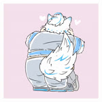 anthro butt duo fur heart_symbol hug male male/male overweight overweight_male size_difference tail tail_motion tailwag white_body white_fur sorbet_love lifewonders live_a_hero yohack canid canine canis domestic_dog mammal nordic_sled_dog samoyed spitz 1:1 animated no_sound short_playtime webm