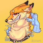 anthro clenched_teeth male male/male predator/prey solo teeth vore plateous fan_character canid canine fox mammal 1:1 hi_res