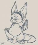 animal_genitalia anthro balls big_penis bodily_fluids buckteeth erection genital_fluids genitals gun holding_gun holding_object holding_ranged_weapon holding_weapon looking_at_viewer male naughty_face nude obese obese_anthro obese_male overweight overweight_anthro overweight_male penis precum ranged_weapon sheath simple_background solo standing tapering_penis teeth weapon whiskers emenius wildstar luna_muenster_(fursona) chua mammal digital_drawing_(artwork) digital_media_(artwork) hi_res monochrome sketch