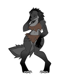 2_horns 3_claws alternate_color anthro anthrofied arms_bent big_breasts biped black_body bottomwear breasts brown_bottomwear brown_clothing brown_topwear claws cloth clothed clothed_anthro clothed_female clothing collarbone dancing digitigrade electronics eyelashes eyes_closed female female_anthro fingers grey_body grey_mane grey_tail headphones horn loincloth mane mouth_closed multicolored_body navel non-mammal_breasts non-mammal_navel simple_background solo standing tail tail_motion tailwag text toe_claws topwear torn_clothing white_background wide_hips limehazard capcom monster_hunter fan_character fanged_wyvern tobi-kadachi 1:1 2026 2d_animation animated artist_name digital_media_(artwork) flat_colors full-length_portrait loop motion_tweening no_sound portrait seamless_loop short_playtime video