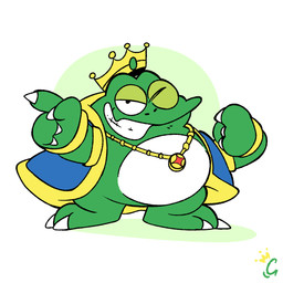 anthro cloak cloak_only clothed clothing crown crown_only featureless_crotch headgear headgear_only jewelry looking_at_viewer male mostly_nude necklace necklace_only nude overweight overweight_anthro overweight_male partially_clothed smile smiling_at_viewer solo caffetap mario_bros nintendo wart_(mario) amphibian frog 1:1 hi_res