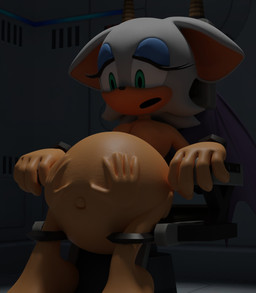abdominal_bulge ambiguous_gender ambiguous_prey anthro blue_eyes female female_pred fur hand_imprint hostage imprint nude sitting solo strapped_to_a_chair unwilling_pred unwilling_prey vore white_body white_fur ask-macro-rookie sega sonic_the_hedgehog_(series) rouge_the_bat bat mammal 2023 3d_(artwork) blender_(artwork) digital_media_(artwork) hi_res
