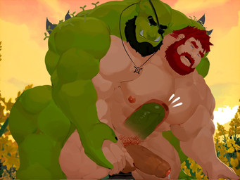 abs anal anal_penetration balls beard big_penis black_hair bodily_fluids dominant dominant_humanoid dominant_male duo erection eye_patch eyewear facial_hair genital_fluids genitals green_body hair holding_partner human_on_humanoid human_penetrated humanoid_penetrating humanoid_penetrating_human internal interspecies jewelry larger_dom larger_humanoid larger_male male male/male male_penetrated male_penetrating male_penetrating_male muscular muscular_male mustache necklace nipples not_furry nude open_mouth penetration penile penile_penetration penis penis_in_ass precum pubes red_hair sex size_difference smaller_human smaller_male smaller_penetrated submissive submissive_human submissive_male tusks freddyv7205172 lustful_desires logan_(lustful_desires) human humanoid mammal orc 4:3 hi_res