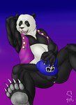 anthro anus armpit_hair body_hair clothing fur genitals hat headgear headwear male pawpads paws penis raised_arm solo spread_legs spreading top_hat siberio don't_stop_me_now just_dance just_dance_2017 queen_(band) ubisoft panda_(just_dance) bear giant_panda mammal