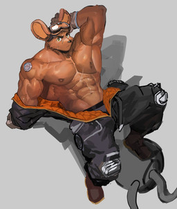 abs anthro barazoku biceps brown_body clothed clothing kemono male muscular muscular_male nipples pecs scar solo underwear neumokun anothereidos_of_dragon_vein_r calhoun_(anothereidos_r) mammal murid murine rat rodent 2025 hi_res