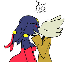 anthro anthro_on_anthro armwear black_body black_fur black_nose blush blush_lines bodily_fluids breasts claws clothed clothed_anthro clothed_female clothed_male clothing collar control_collar detached_sleeves dress duo ear_piercing ears_back eyes_closed female female_anthro finger_claws forehead_gem french_kissing fur gem gold_(metal) gold_collar holding_chin kiss_on_lips kissing male male/female male_anthro medium_breasts metal_collar piercing pivoted_ears red_clothing red_dress robe saliva saliva_string side_view simple_background slim_anthro slim_female slim_male snout white_background white_body white_fur yellow_clothing yellow_gem yellow_robe 4chan_anon unknown_artist nine_sols red_candle_games goumang_(nine_sols) yi_(nine_sols) felid feline mammal solarian 2025 4:3 aliasing binary_drawing digital_drawing_(artwork) digital_media_(artwork) english_description flat_colors half-length_portrait microsoft_paint_(artwork) portrait