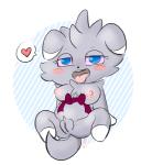 anthro blush breasts female fur genitals grey_body grey_fur nipples nude open_mouth pussy ribbons simple_background solo spread_legs spreading white_background vallycuts nintendo pokemon espurr felid generation_6_pokemon mammal pokemon_(species)