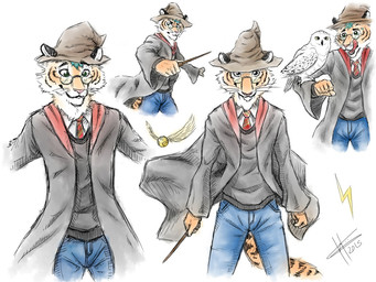 accessory ambiguous_gender anthro blue_bottomwear blue_clothing blue_hair blue_jeans blue_pants bottomwear clothed clothing cosplay denim denim_bottomwear denim_clothing duo eyewear fully_clothed glasses golden_snitch gryffindor hair hat headgear headwear hogwarts_uniform holding_object holding_wand jeans licking licking_lips licking_own_lips lightning_bolt magic_wand male necktie pants perching round_glasses school_uniform simple_background solo tongue tongue_out uniform wand wearing_glasses whiskers white_background wizard_hat wizard_robe ghostyarting harry_potter_(series) harry_potter hedwig_(harry_potter) avian bird felid horned_owl mammal owl pantherine snowy_owl tiger true_owl 2015 4:3 colored_sketch digital_drawing_(artwork) digital_media_(artwork) sketch sketch_page