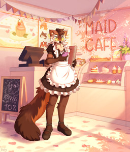 anthro bread brown_body brown_fur cake clothed clothing coffee_bean_bag coffee_shop cookie counter croissant crossdressing cupcake dessert detailed_background doughnut electronics employee_of_the_month eyewear fluffy fluffy_tail food footwear fur green_eyes holding_object holding_phone inside light looking_at_object looking_down maid_uniform male menu multicolored_body multicolored_fur pastry phone plant plant_pot plantigrade potted_plant shadow shoes sign solo standing store sunglasses sweetroll tail text uniform white_body white_fur ruddi american_marten gulonine mammal marten mustelid musteline 2025 artist_name english_text hi_res lighting shaded signature