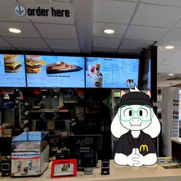 anthro beverage clothed clothed_anthro clothed_male clothing cookie food hat headgear headwear looking_at_viewer male menu music pancake photo_background sandwich_(food) screen smoothie solo acstlu deltarune mcdonald's undertale_(series) ralsei bovid caprine darkner goat mammal 1:1 animated meme photography_(artwork) sound