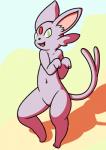 ambiguous_gender anthro anthrofied fur grass green_eyes navel pink_body pink_fur plant pokemorph purple_body purple_fur solo flygon_(artist) nintendo pokemon eeveelution espeon familiar generation_2_pokemon pokemon_(species) 2013