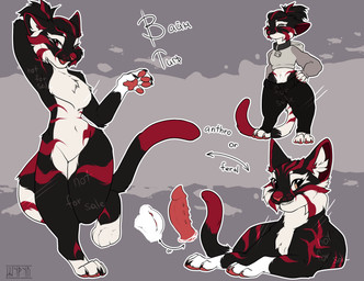 anthro black_body black_fur black_hair brown_eyes cheek_tuft claws clothing crop_top ear_tuft facial_hair facial_tuft fangs female femboy feral fur genitals hair male multicolored_body multicolored_fur mustache nude open_mouth pawpads penis red_body red_eyes red_fur red_hair red_inner_ear red_nose red_pawpads red_stripes shirt simple_background smile solo stripes tail teeth tongue topwear tuft two_tone_body two_tone_fur vulva white_body white_fur shyryp vine_(shyryp) felid feline mammal pantherine tiger absurd_res digital_media_(artwork) hi_res model_sheet