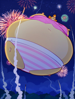 accessory air_inflation aloha_shirt anthro bell bell_accessory belly belly_expansion big_belly big_breasts black_eyes blonde_hair blue_sky body_inflation bottomwear breast_expansion breasts brown_clothing brown_eyebrows brown_footwear brown_shoes clothing cloud expansion eyebrows eyelashes female fireworks floating footwear hair hair_accessory hairband holidays huge_belly huge_breasts hyper hyper_belly hyper_breasts hyper_inflation immobile inflation multicolored_body navel nervous night panties pattern_bottomwear pattern_clothing pattern_panties pattern_shirt pattern_topwear pattern_underwear pink_clothing pink_panties pink_shirt pink_topwear pink_underwear red_hairband round_body shirt shoes skirt sky solo spherical_inflation sunken_limbs tan_body teeth tight_clothing topwear two_tone_body underwear white_bottomwear white_clothing white_panties white_skirt white_underwear yellow_body yellow_ears ridiculouscake 4th_of_july animal_crossing nintendo isabelle_(animal_crossing) canid canine canis domestic_dog mammal shih_tzu toy_dog 2022 absurd_res colored digital_media_(artwork) hi_res shaded