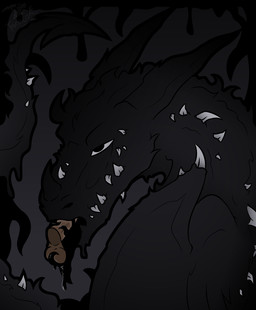 black_body black_border black_eyes bodily_fluids border brown_penis disembodied_penis dripping fellatio feral genitals gradient_background gradient_body grey_background horn looking_up_at_partner male oral penile penis saliva saliva_on_balls saliva_on_penis sex shadow simple_background size_difference slime solo spade_tail tail teeth tendrils tentacles tentacles_on_male umbraphilia white_sclera wings toracanix european_mythology mythology ludwig_(toracanix) demon dragon goo_creature monster mythological_creature mythological_scalie scalie shadow_creature western_dragon bust_portrait colored line_art portrait