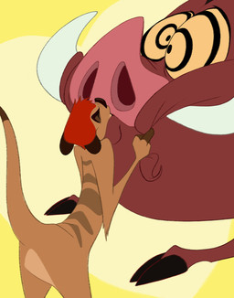 anthro brown_body brown_fur cheek_grab cross-eyed dipstick_tail dizzy_eyes duo eyes_closed feral feral_on_feral fur heart_background hooves kiss_on_lips kissing male male/male markings red_body red_fur ringed_eyes simple_background striped_back striped_body striped_fur stripes surprised tail tail_markings tan_body tan_fur tusks yellow_sclera edtertainerd disney the_lion_king pumbaa timon herpestid mammal meerkat suid suine warthog 2026 hi_res