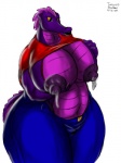 anthro big_breasts bodily_fluids breasts copyright_symbol female lactating nipples non-mammal_breasts non-mammal_nipples overweight overweight_anthro overweight_female solo symbol tail bigshow metroid nintendo tonya_(bigshow) alcoon scalie 2009 3:4 hi_res