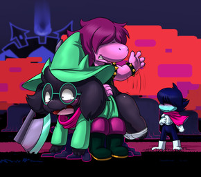 anthro axe black_body black_fur blush briefs butt butt_slap chibi clothing eyewear female fur glasses group male melee_weapon otk slap spanking underwear weapon lkiws deltarune undertale_(series) kris_dreemurr ralsei susie_(deltarune) bovid caprine darkner goat mammal reptile scalie 2019 digital_media_(artwork) hi_res