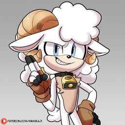 2_horns anthro bell bell_collar black_nose blue_eyes clothing collar collar_only countershade_torso countershading crossgender fingerless_gloves fingers ftm_crossgender fur glistening glistening_eyes glistening_nose gloves gradient_background handwear hooved_fingers hooves horn male naturally_unclothed nude patreon_username puffy_hair simple_background smile smiling_at_viewer solo tan_muzzle tan_snout tan_torso text white_body white_fur white_wool wool_(fur) nikkikaji idw_publishing sega sonic_the_hedgehog_(comics) sonic_the_hedgehog_(idw) sonic_the_hedgehog_(series) lanolin_the_sheep_(sonic) bovid caprine mammal sheep 1:1 hi_res url