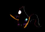 anthro armblades black_body blade feet fur horn machine male screen solo tail white_visor hunamarts mammal protogen absurd_res hi_res