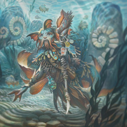 4_fingers bubble clock fin fingers green_body green_scales holding_object holding_staff looking_up male membrane_(anatomy) potion river scales solo split_form staff swimming underwater water water_surface webbed_hands justin_gerard hasbro magic:_the_gathering wizards_of_the_coast sygg_(magic:_the_gathering) ambient_fish ambient_sealife aquatic merfolk hi_res official_art