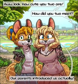 5_fingers accessory anthro arms_around_another arms_around_partner arms_around_shoulders biped black_body black_ears black_fur black_markings black_nose blonde_hair blue_bow blue_eyes border bottomwear bow_accessory bow_ribbon breasts city claws clothed clothed_anthro clothed_female clothed_male clothing day detailed_background dialogue duo eyelashes female finger_claws fingers fur fur_markings gloves_(marking) grass green_eyes grey_border hair hair_accessory hair_bow hair_ribbon lake long_hair looking_at_viewer male male/female markings multicolored_body multicolored_fur nature offscreen_character orange_body orange_fur orange_tail outside pants pink_clothing pink_inner_ear plant ribbons ring_(jewelry) rock shirt skirt smile smiling_at_viewer snout speech_bubble tail teeth text topwear tree whiskers white_body white_breasts white_fur kitsune_youkai firecat kit_(kitsune_youkai) canid canine fox mammal 2025 digital_media_(artwork) english_text brother_(lore) brother_and_sister_(lore) incest_(lore) sibling_(lore) sister_(lore)