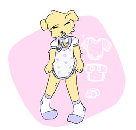 ageplay anthro clothing diaper footwear infantilism male pacifier pajamas roleplay socks solo young vlaxis canid canine canis domestic_dog mammal hi_res