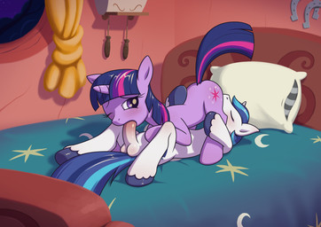 1_horn 69_position balls bangs bed bed_sheet bedding bedroom bedroom_sex blunt_bangs cunnilingus cutie_mark duo erection eyebrows eyelashes eyes_closed fellatio female female_feral feral feral_on_feral fur furniture genitals hair highlights_(coloring) hooves horn humanoid_genitalia humanoid_genitalia_on_feral humanoid_penis humanoid_penis_on_feral indoor_sex inside intraspecies looking_at_another looking_at_partner looking_back looking_back_at_another looking_back_at_partner lying lying_on_bed male male/female male_feral night obscured_cunnilingus obscured_vaginal on_back on_bed one_eye_closed oral penile penis pillow purple_body purple_fur purple_hair quadruped raised_tail red_highlights sex sex_on_bed tail unicorn_horn vaginal white_body white_fur window minum friendship_is_magic hasbro my_little_pony mythology shining_armor_(mlp) twilight_sparkle_(mlp) equid equine mammal mythological_creature mythological_equine unicorn 2026 absurd_res hi_res brother_(lore) brother_and_sister_(lore) incest_(lore) sibling_(lore) sister_(lore)