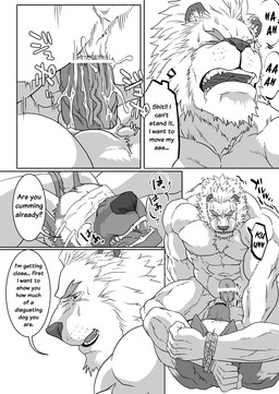 abs anal anal_penetration anthro anus balls bdsm biceps big_muscles blindfold bodily_fluids bondage bound bound_top chest_tuft cowgirl_position dialogue dominant dominant_male duo erection eyes_closed forced from_front_position fur genital_fluids genitals male male/male male_on_bottom male_on_top male_penetrated male_penetrating male_penetrating_male muscular muscular_male nipples nude on_bottom on_top pecs penetration penis power_bottom precum profanity rape restraints rope rope_bondage saliva sex straddling submissive submissive_male sweat text tuft vein ron9 canid canine canis domestic_dog felid german_shepherd herding_dog lion mammal pantherine pastoral_dog censored comic english_text greyscale hi_res monochrome multiple_scenes translated