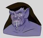 bodily_fluids bukkake cum cum_on_face cum_taste genital_fluids hair humanoid_pointy_ears long_hair male one_eye_closed pointy_ears solo smagma disney gargoyles goliath_(gargoyles) gargoyle humanoid bust_portrait portrait