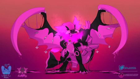 black_body diamond_(gem) ear_tuft ears_up feral fin fire flipper_fin gem gold_(metal) gold_jewelry horn jewelry liquid magenta_body magenta_markings magenta_rings male slime solo tuft wings suchlambada17 nintendo pokemon neeco_neecoola delphox eeveelution generation_2_pokemon generation_3_pokemon generation_5_pokemon generation_6_pokemon generation_7_pokemon goo_creature hybrid legendary_pokemon lunala mienshao pokemon_(species) primarina rayquaza salazzle umbreon hi_res