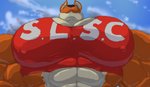 anthro big_muscles big_pecs clothing cloud crop_top day fur huge_muscles huge_pecs hyper hyper_muscles low-angle_view male multicolored_body multicolored_fur muscular muscular_anthro muscular_male pecs shirt sky solo text topwear panscolipede buckley_(foxen) kangaroo macropod mammal marsupial 2020 hi_res