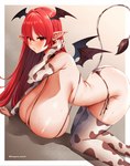 all_fours animal_print big_breasts bodily_fluids breasts clothed clothing cow_print female hair huge_breasts hyper hyper_breasts legwear panties red_hair side-tie_panties solo sweat thigh_highs thong underwear wings marota touhou koakuma animal_humanoid bovid bovid_humanoid bovine bovine_humanoid humanoid mammal mammal_humanoid winged_humanoid 2021