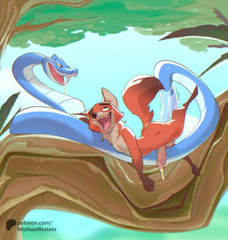 anal anal_fluids anal_penetration anthro anthro_on_feral anthro_penetrated athletic athletic_anthro athletic_male balls bestiality bodily_fluids branch butt day dripping drooling duo erection eye_roll eyebrows fangs feral feral_penetrating feral_penetrating_anthro fur genital_fluids genitals glans humanoid_genitalia humanoid_penis interspecies leaf looking_pleasured lube lying male male/male male_penetrated male_penetrating male_penetrating_male narrowed_eyes nude obscured_penetration on_branch on_front open_mouth open_smile outside outside_sex penetration penis plant precum precum_drip precum_string saliva saliva_string sex side_view smile snaked tail tail_fetish tail_in_ass tail_insertion tail_play tail_sex teeth text tongue tree tuft vein michwolfestein disney patreon zootopia gary_de'snake nick_wilde canid canine fox mammal reptile scalie snake 2025 hi_res url