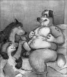 anthro archived_source balls bd belly black_and_white bodily_fluids canid canine canis claws clothed clothing cum domestic_dog eyes_closed fur genital_fluids genitals graphite_(artwork) group half-closed_eyes hand_on_penis handjob humanoid_genitalia humanoid_penis lying male male/male mammal monochrome narrowed_eyes navel nipple_fetish nipple_pinch nipple_play nude oral overweight overweight_male pencil_(artwork) penile penis pinch saliva sex sitting slightly_chubby tongue tongue_out topless traditional_media_(artwork) whiskers