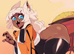 5_fingers animal_ears big_butt black_fingernails black_nails butt clothed clothed_humanoid clothed_male clothing colored_nails eyebrow_through_hair eyebrows eyelashes fangs femboy fingernails fingers food front_view hair inner_ear_fluff legwear looking_at_viewer male male_humanoid nails navel_outline open_mouth open_smile orange_clothing orange_topwear shaking_hips small_waist smile solo tan_body tan_skin teeth thick_thighs thigh_highs three-quarter_view tongue topwear translucent translucent_hair tuft white_eyebrows white_hair white_inner_ear_fluff wiggle wiggling_hips zephyrgales yun_(lyuka) animal_humanoid humanoid 2025 2d_animation animated digital_media_(artwork) frame_by_frame loop no_sound portrait three-quarter_portrait webm