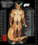 5_toes anthro balls banjo_(kihu) belly belt biceps biped black_penis blue_nose body_hair chart chest_hair claws collar dialogue english_text feet flaccid foreskin genitals growth growth_drive height_chart humanoid_genitalia humanoid_penis imperial_unit information kangaroo kihu looking_at_viewer macropod male mammal marsupial measurements meter muscle_growth musclegut muscular muscular_anthro muscular_male nipples nude number orange_balls partially_retracted_foreskin pecs penis polygonal_speech_bubble pubes solo speech_bubble standing stuttering text toes unit vein veiny_penis yellow_eyes