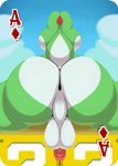 ace_of_diamonds anthro anus backsack balls big_butt butt butt_focus card card_template cloud day diamond_(symbol) diamonds_(suit) genitals male nude penis perineum playing_card playing_card_template solo suit_symbol symmetry symmetry_(reflectional) symmetry_(translational) komdog mario_bros nintendo green_yoshi scalie yoshi 2020