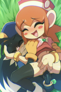 accessory anthro black_body black_fur clenched_teeth cock_ring duo female fur genitals grass_field interspecies jewelry male male/female on_bottom on_top outside penis penis_accessory penis_jewelry reverse_cowgirl_position sex teeth wildblur bandai_namco klonoa_(series) klonoa lolo_(klonoa) animal_humanoid domestic_cat felid feline felis haplorhine humanoid mammal mammal_humanoid monkey monkey_humanoid primate primate_humanoid 2:3 hi_res