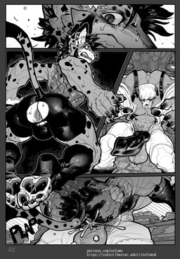 anal anal_penetration anthro anus balls big_balls big_penis bodily_fluids bone bottomwear butt clothed clothing coat duo fishnet_clothing fishnet_topwear forced forced_anal genitals hair hair_over_eyes huge_balls huge_penis male male/male muscular muscular_male partially_clothed partially_clothed_anthro partially_clothed_male penetration penis rape scared sex sharp_teeth skull skull_head spots suspenders sweat sweaty_arms sweaty_butt sweaty_genitalia sweaty_penis tall_male teeth topwear torn_bottomwear torn_clothing nsfuwu4 brick_(nsfuwu4) hyena mammal monster 2025 absurd_res black_and_white comic hi_res monochrome